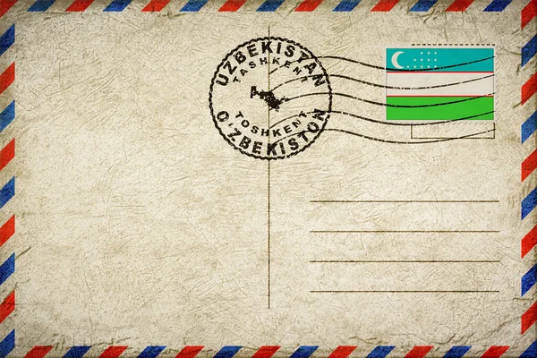 Özbekistan Taşkent Bayrak ve Posta Damgasıyla Eski Hava Posta Zarfı