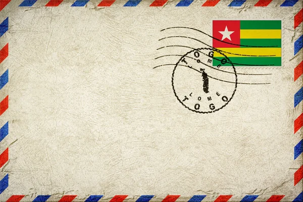 Togo Lome Vintage Hava Posta Zarfı Bayrak ve Posta Damgalı