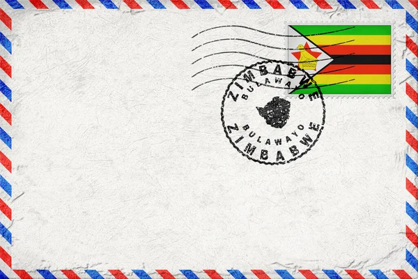 Zimbabwe Bulawayo Vintage Hava Postası Bayrak ve Posta Damgalı Zarfı
