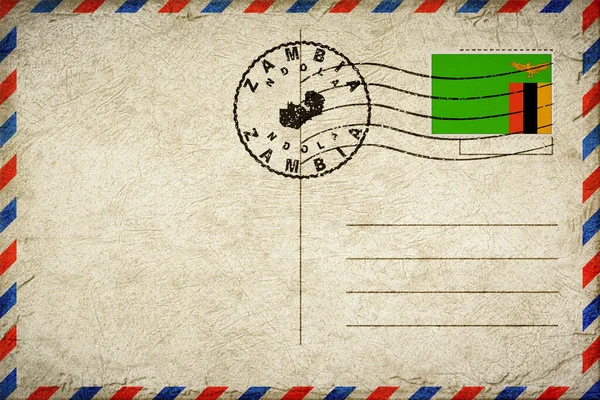 Zambiya Ndola Vintage Hava Posta Zarfı Bayrak ve Posta Damgalı