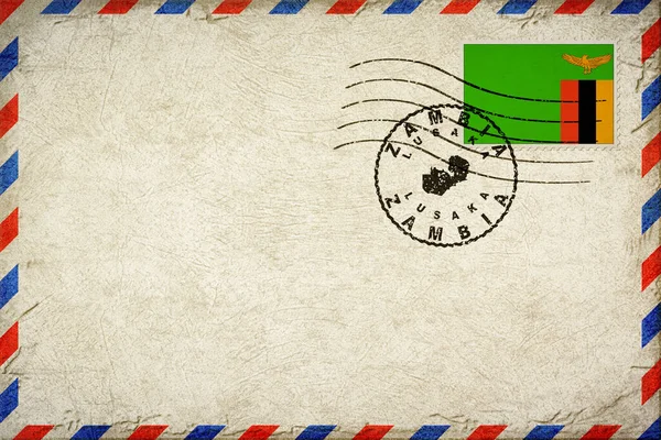 Zambiya Lusaka Bayrak ve Posta Damgalı Vintage Hava Posta Zarfı