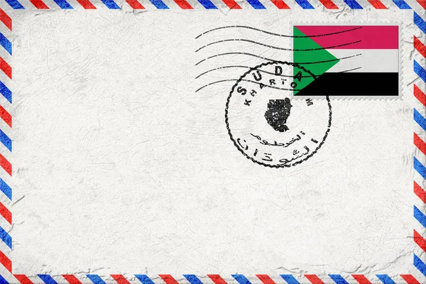 Sudan Hartum Bayrak ve Posta Damgalı Vintage Hava Posta Zarfı