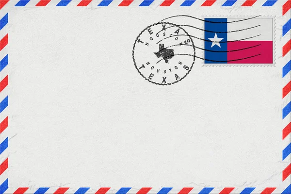 Texas Houston Vintage Posta Postası Bayrak ve Posta Damgalı