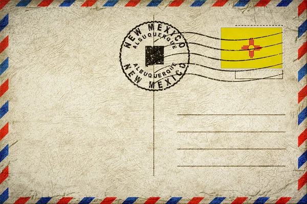 New Mexico Albuquerque Bayrak ve Posta Damgalı Vintage Hava Postası