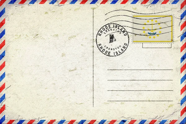 Rhode Island Cranston Vintage Hava Posta Zarfı Bayrak ve Posta Damgalı