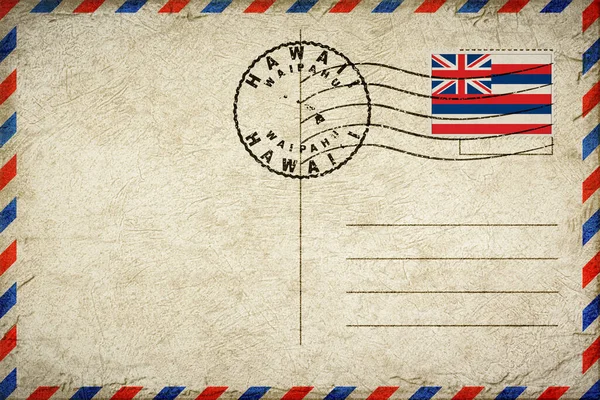 Hawaii Waipahu Bayrak ve Posta Damgalı Vintage Hava Postası