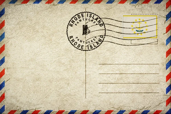 Rhode Island Pawtucket Vintage Hava Posta Zarfı Bayrak ve Posta Damgasıyla