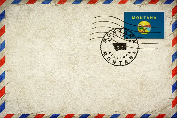 Montana Billings Bayrak ve Posta Damgalı Eski Hava Postası