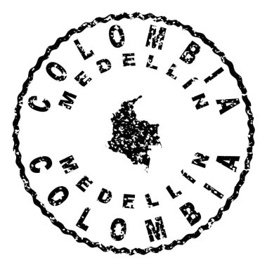 Kolombiya Medellin Yuvarlak Mühür Harita Tasarımı