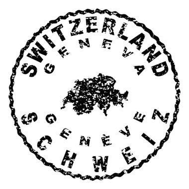 İsviçre Cenevre Yuvarlak Mühür Haritası Tasarımı