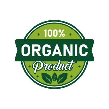 % 100 Organik Ürün Yeşil Vektör Amblemi