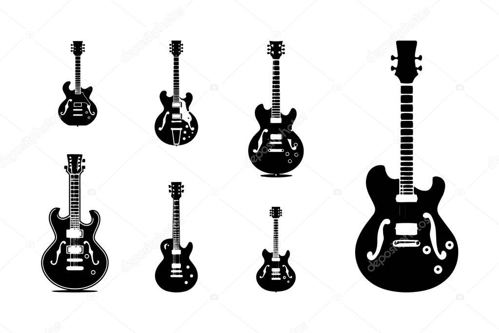 Collection of guitar set logo icon vector set