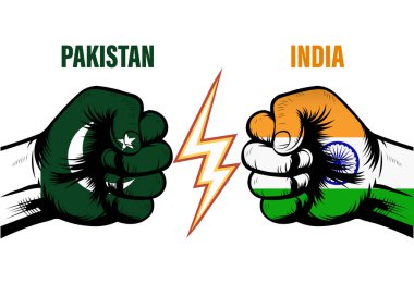 Hindistan Pakistan Ulusal Yumruklarla Çatışma Vektörü
