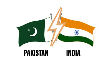Hindistan, Pakistan Bayrak Çarpışması Vektör İllüstrasyonuna Karşı