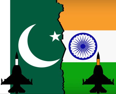 Pakistan - Hindistan Bayrak Vektörü, Roket ikon şablonu ile Yoğun Rekabet Tasarımı