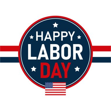 Amerikan Bayrağıyla İşçi Bayramı Çemberi Rozet Vektörü