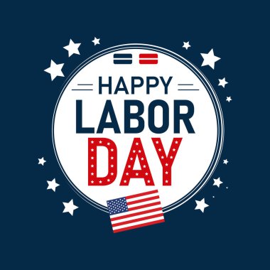 Mutlu İşçi Bayramı ABD Bayrak Yıldızı Çemberi Vektörü