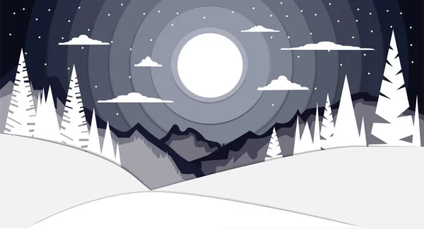 Paysage Hivernal Montagnes Forêt Illustration Vectorielle — Image vectorielle