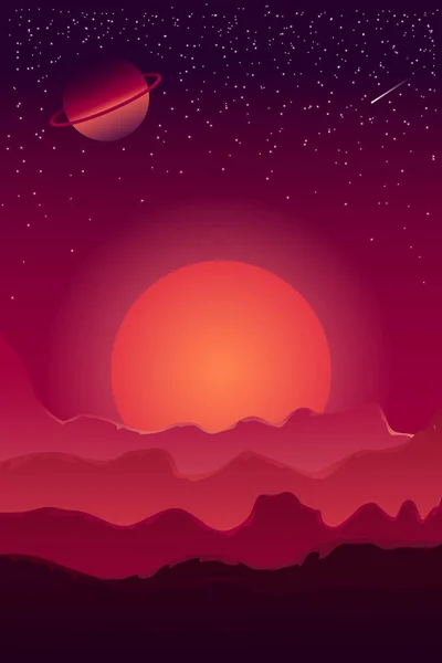 Illustration Vectorielle Colorée Paysage Cosmique Ciel Étoilé — Image vectorielle
