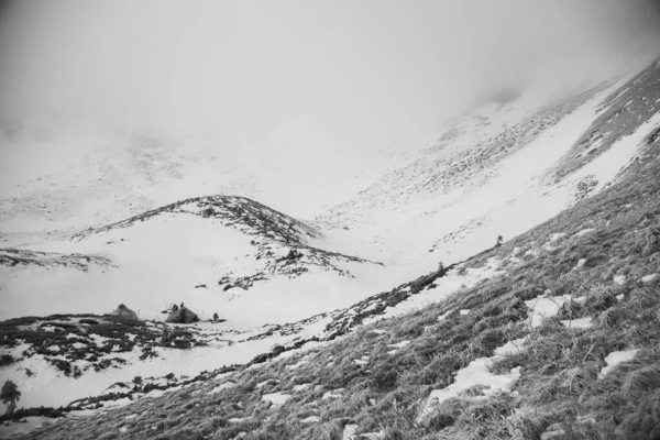 Berglandschap Karpaten Tijdens Winterwandelingen — Stockfoto