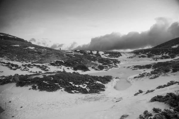 Paesaggio Montano Nella Regione Dei Carpazi Durante Escursioni Invernali — Foto Stock