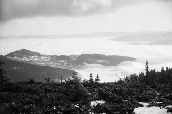 Berglandschap Karpaten Tijdens Winterwandelingen — Stockfoto