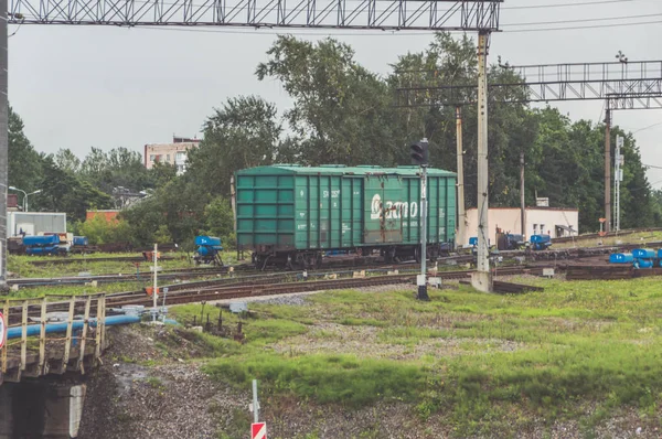Rusko Petrohrad Září 2017 Stanice Pro Rozpouštění Vzniku Železniční Vlaky — Stock fotografie