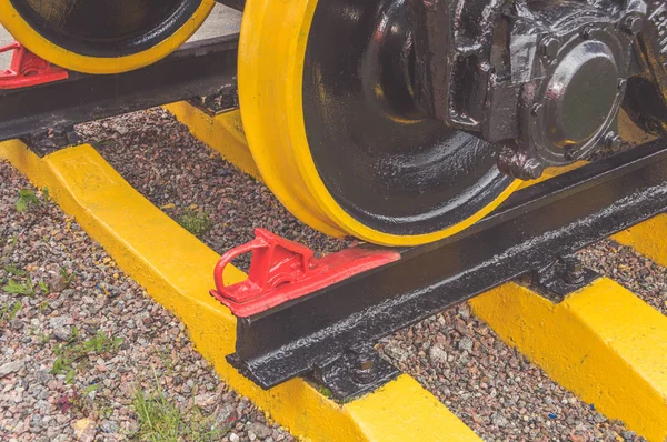 Newly Painted Railway Wheel Pair Rails — Stock Photo, Image