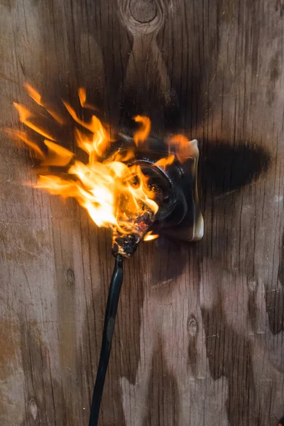 Tomada Arame Fogo Fumaça Fogo — Fotografia de Stock