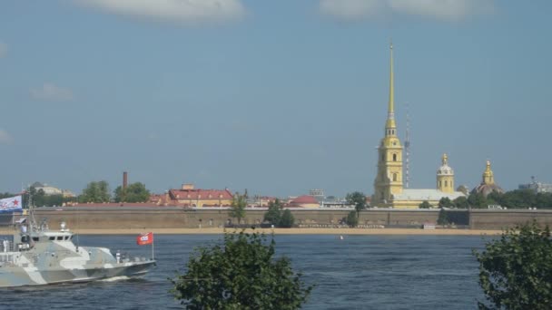 Russia San Pietroburgo Luglio 2018 Sullo Sfondo Della Cattedrale Della — Video Stock