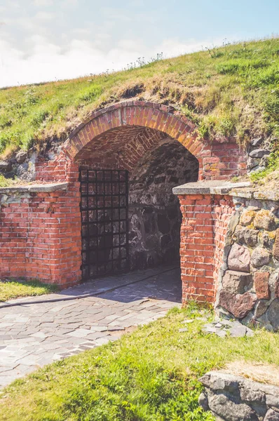 Les Anciennes Portes Ferronnerie Mur Briques Pierre — Photo