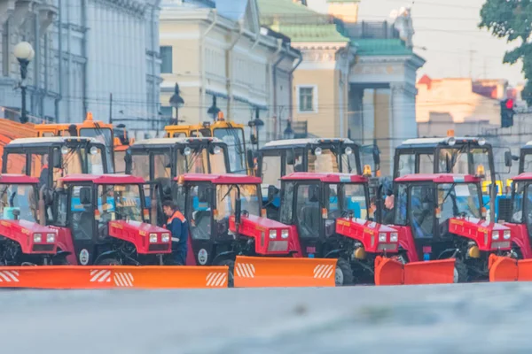 Russland Petersburg September 2018 Die Parade Von Reinigungsgeräten Autos Auf — Stockfoto