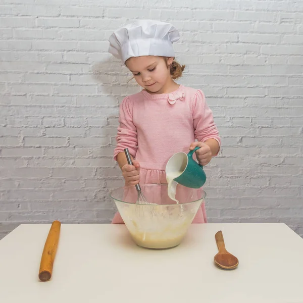 Girl Cook Baby Cooking Kitchen Baking — Stock Photo, Image