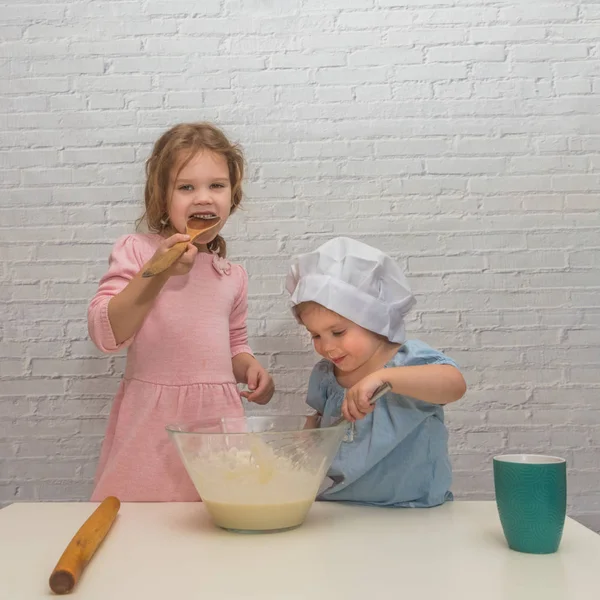 Girl Cook Baby Cooking Kitchen Baking — Stock Photo, Image