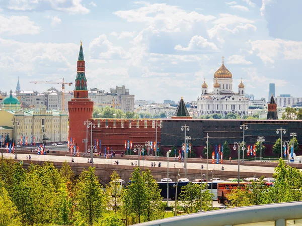 Moskva Rusko Červen 2018 Panoramatický Pohled Město Zaryadye Parku Kremelské — Stock fotografie