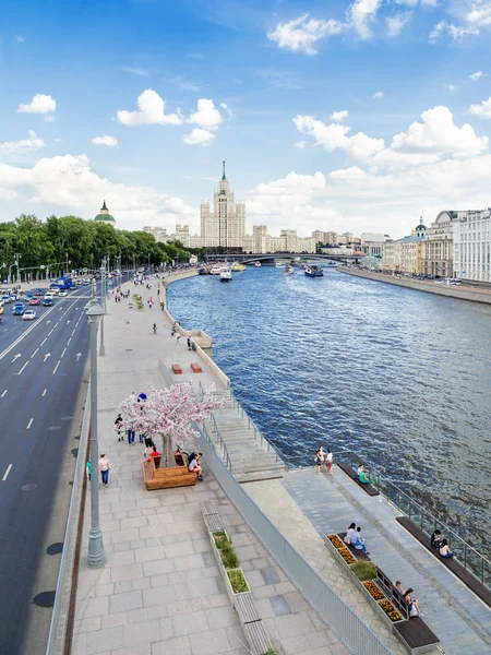Moscú Rusia Junio 2018 Paisaje Urbano Con Río Moscú Famoso — Foto de Stock