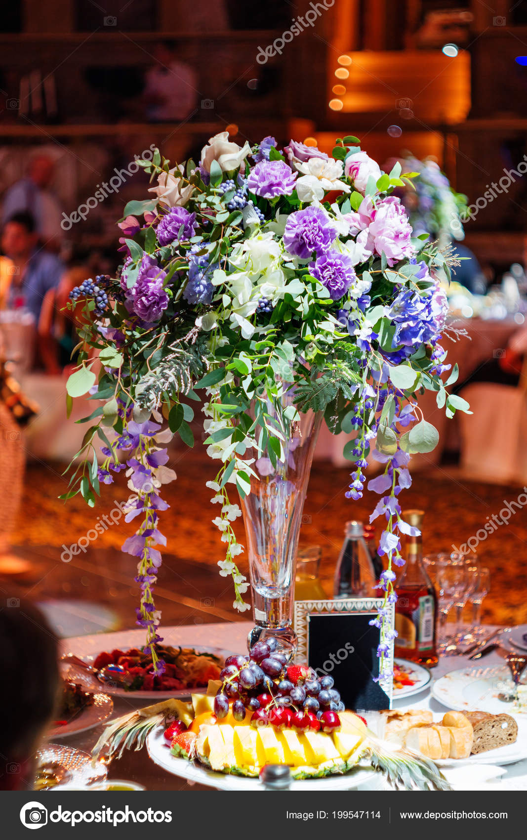 Table Set Wedding Banquet Floral Composition Decorative Dianthus