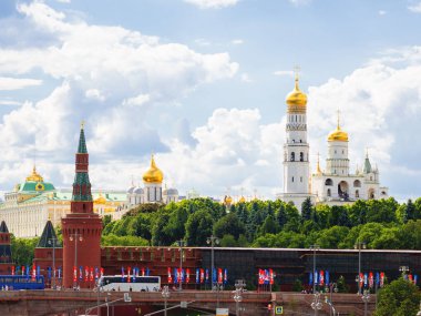 Moskova, Rusya - 03 Haziran 2018. Kremlin, Ivan büyük belltower Panorama görünüm.