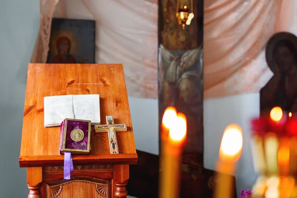 Utensilios Religiosos Dorados Detalles Iglesia Cristiana Ortodoxa Rusia — Foto de Stock