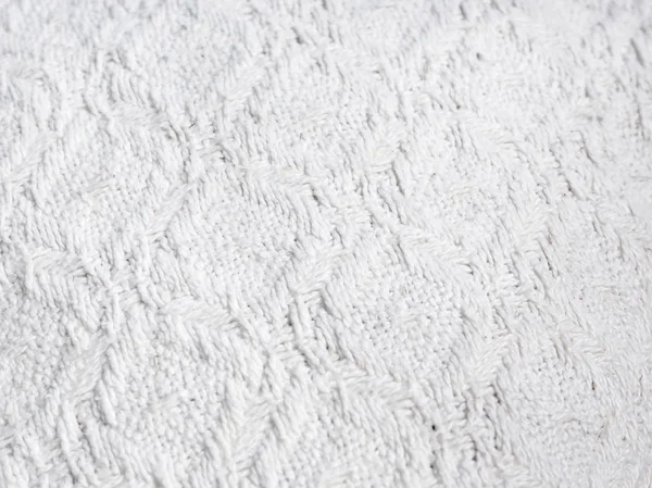 Textura Tela Blanca Tejida Mano Hilos Ásperos Patrón Textil Prominente — Foto de Stock