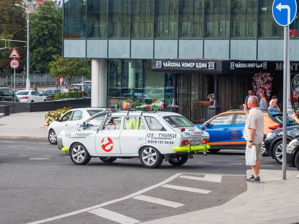 Moscú Rusia Agosto 2018 Fan Cazafantasmas Película Repintado Coche Bajo — Foto de Stock