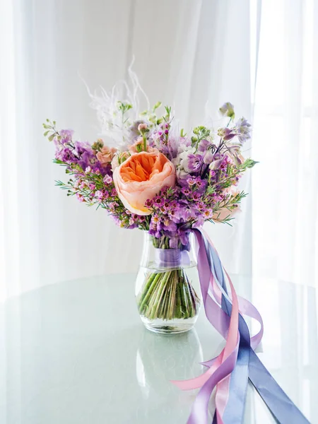 Ramo Nupcial Con Rosas Peonias Eustoma Otras Flores Composición Floral — Foto de Stock