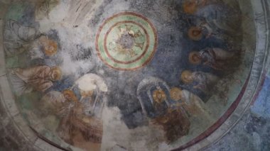 Sunak, cemaat mahalline kubbe üzerinde fresco. İsa Mesih yandaşlarının ekmek ve şarap verir. Aziz Nikolaos Kilisesi Demre, Türkiye'de.