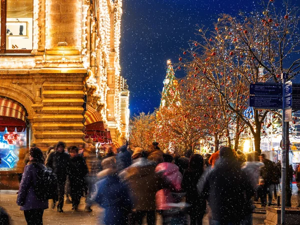 Moskva Ryssland December 2017 Moskvas Gator Inredda För Nyår Och — Stockfoto