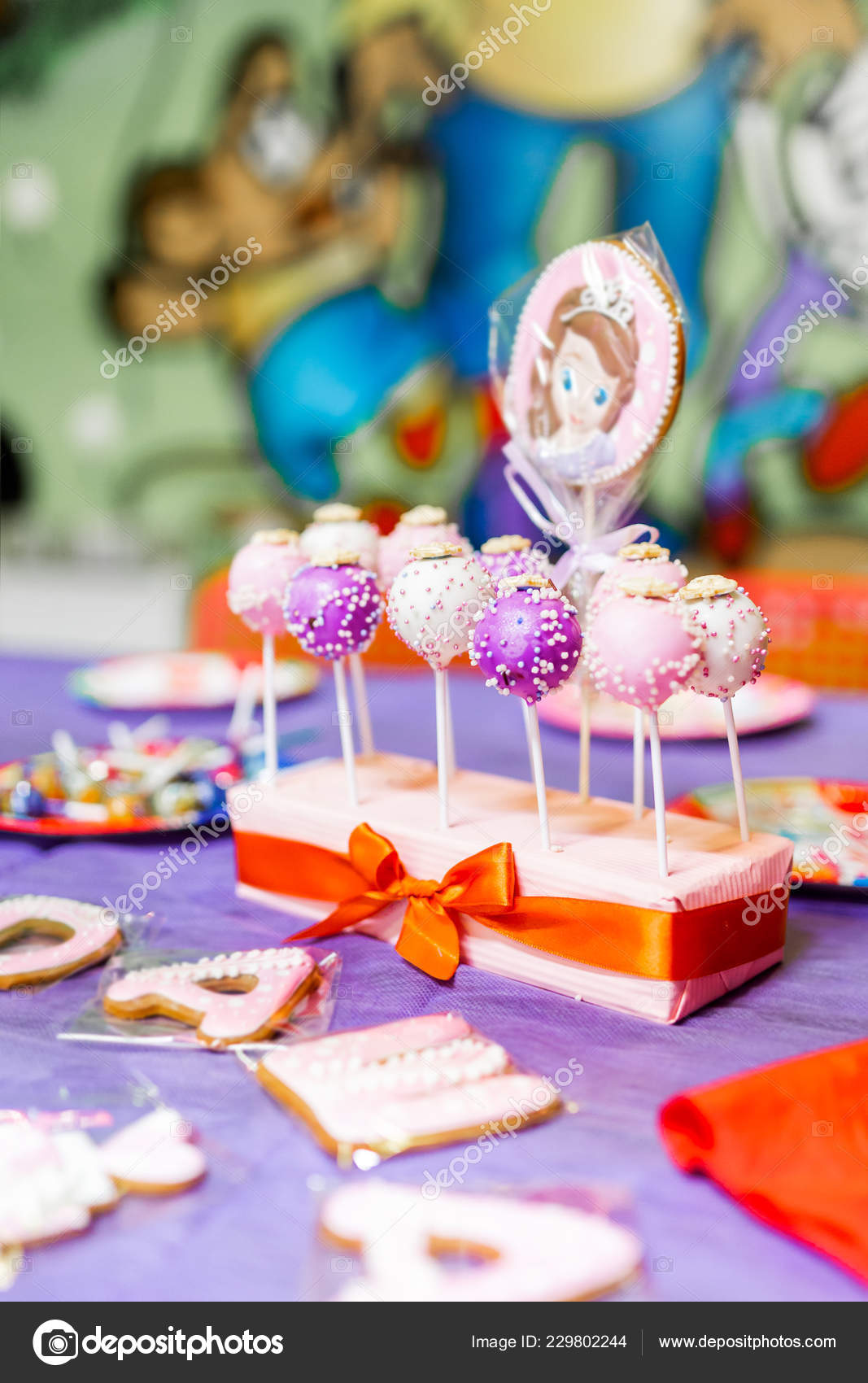 Candy Bar Child Birthday Party Decorated Table Colorful Cake Pops