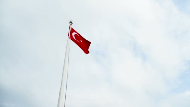 Vlajka Turecko Mávat Větru Venkovní Lucerna Turecko — Stock video