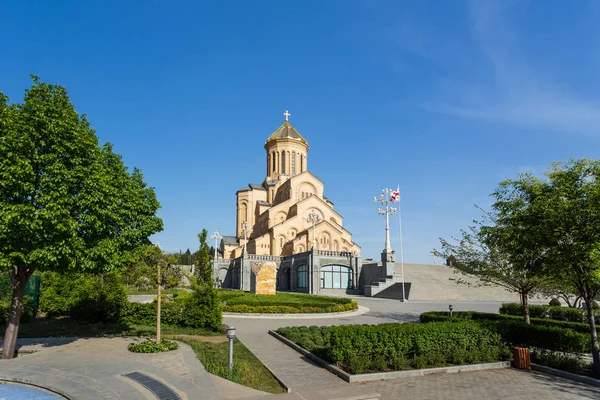 Catedral Santísima Trinidad Tiflis Comúnmente Conocida Como Sameba Georgia — Foto de Stock