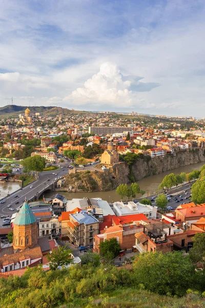 Vista Panorámica Tiflis Capital Del País Georgia Vista Desde Fortaleza — Foto de Stock