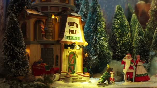 Moskva Ryssland December 2017 Christmas Village Miniatyr Små Modeller Hus — Stockvideo