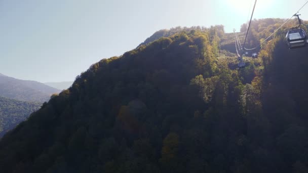 Rosa Khutor Russia October 2018 Moving Cabins Cable Road Funicular — Stock Video